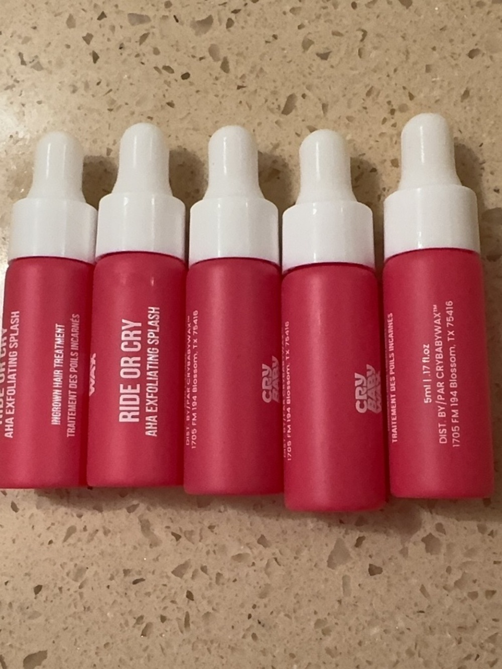 5X crybaby wax Ride or Cry AHA Exfoliating Splash ingrow hair treatment 5ml